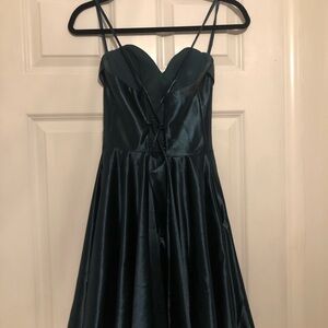 Elegant Dark Teal Satin Dress